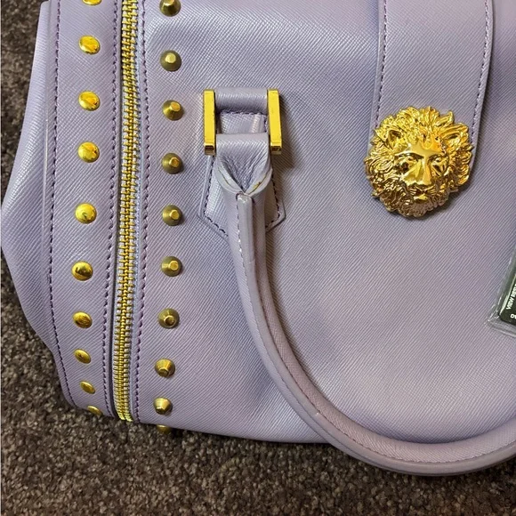 Versace Purple Versus Gold Studded Handbag w Detachable Strap Authenticated - Picture 5 of 10